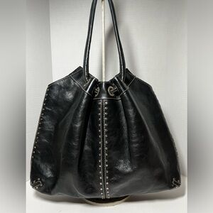MICHAEL KORS large florentine leather black studded shoulder bag
